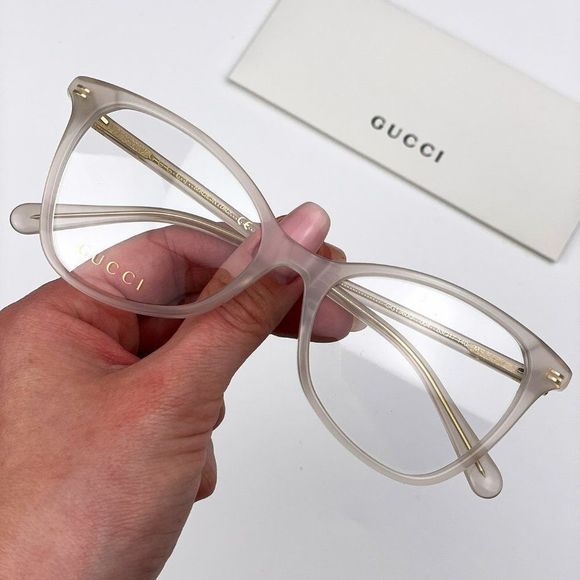 Gucci GG1360O 004 Eyeglasses Beige Clear Transparent Square Women